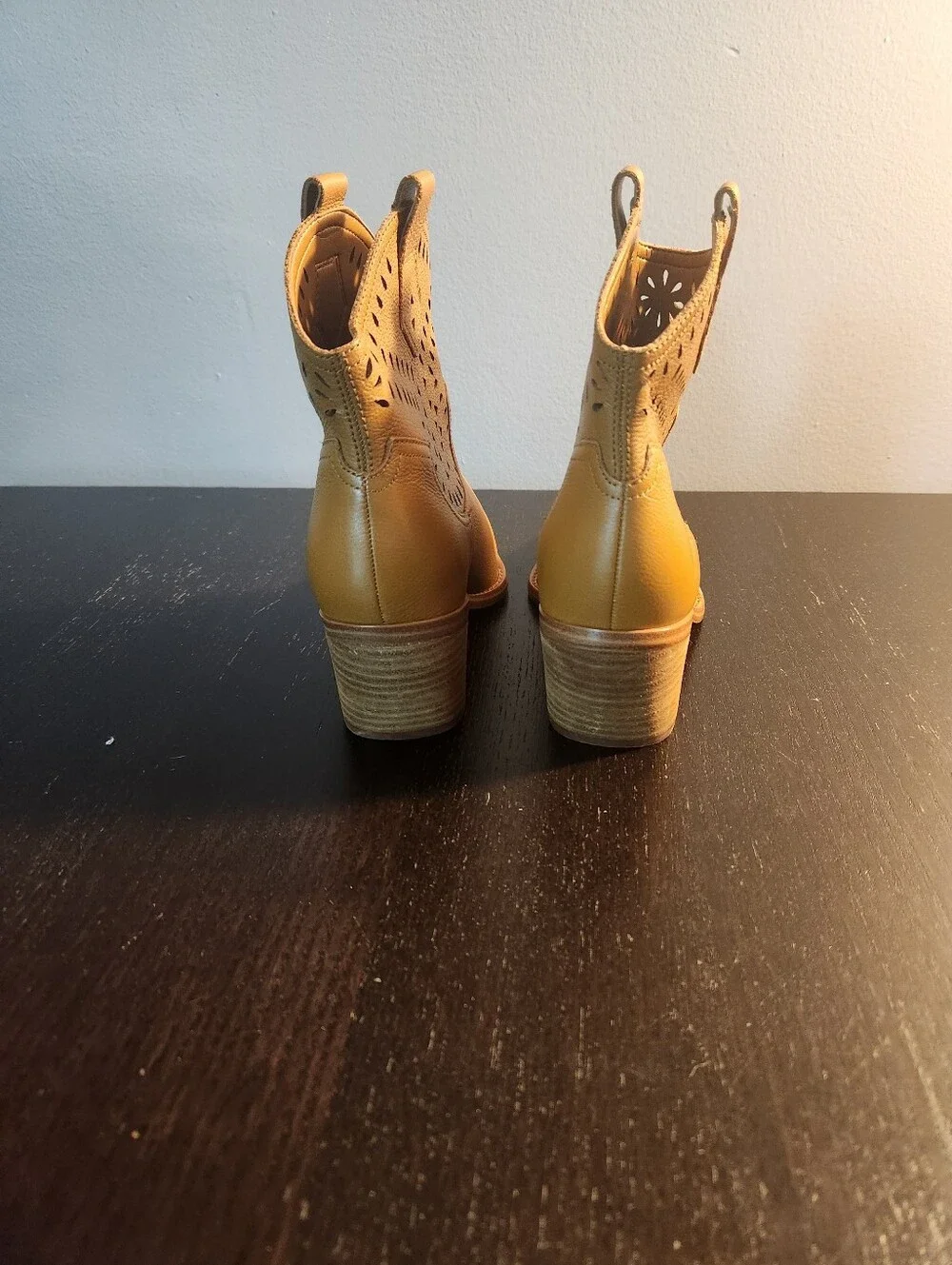 Marc Fisher Mustard Yellow Western Cutout Ankle Booties. New W/O a box